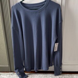 Sonoma Slate Blue Waffle-Knit Long Sleeve Top